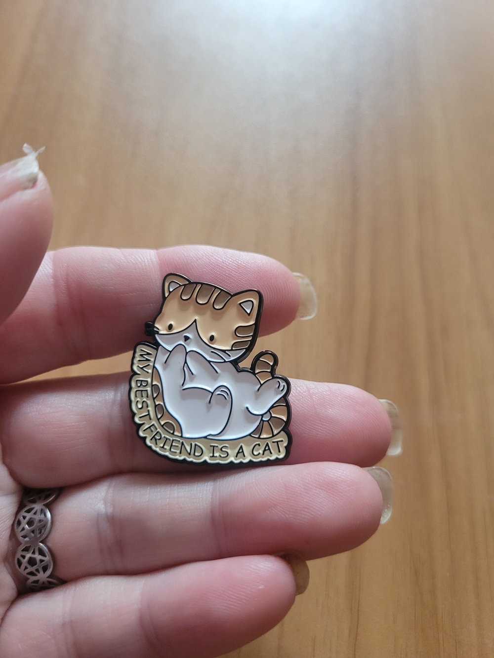 👻BUY 1 GET 1 FREE👻 Cat Enamel Pin - Brown & White "My Best Friend Is A Cat"